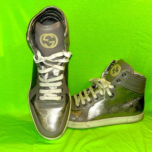 Men’s Silver metallic Gucci high top shoes - Picture 1 of 5